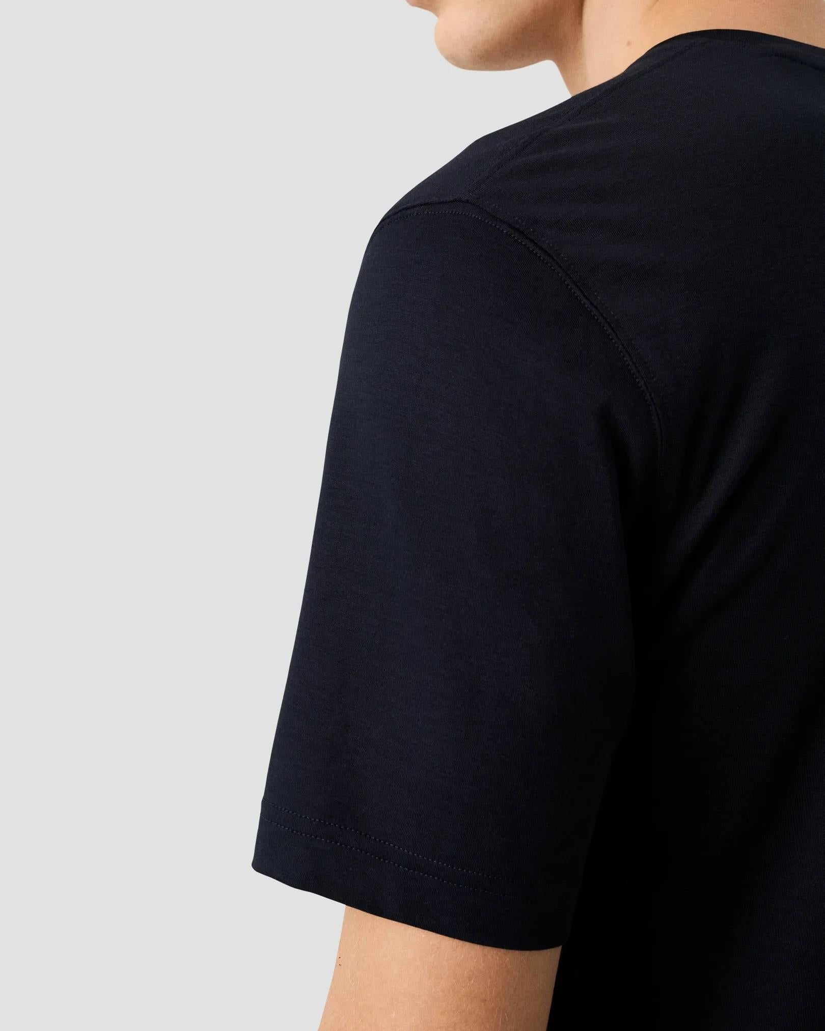 Lacivert Pamuk İpek T-Shirt - 6