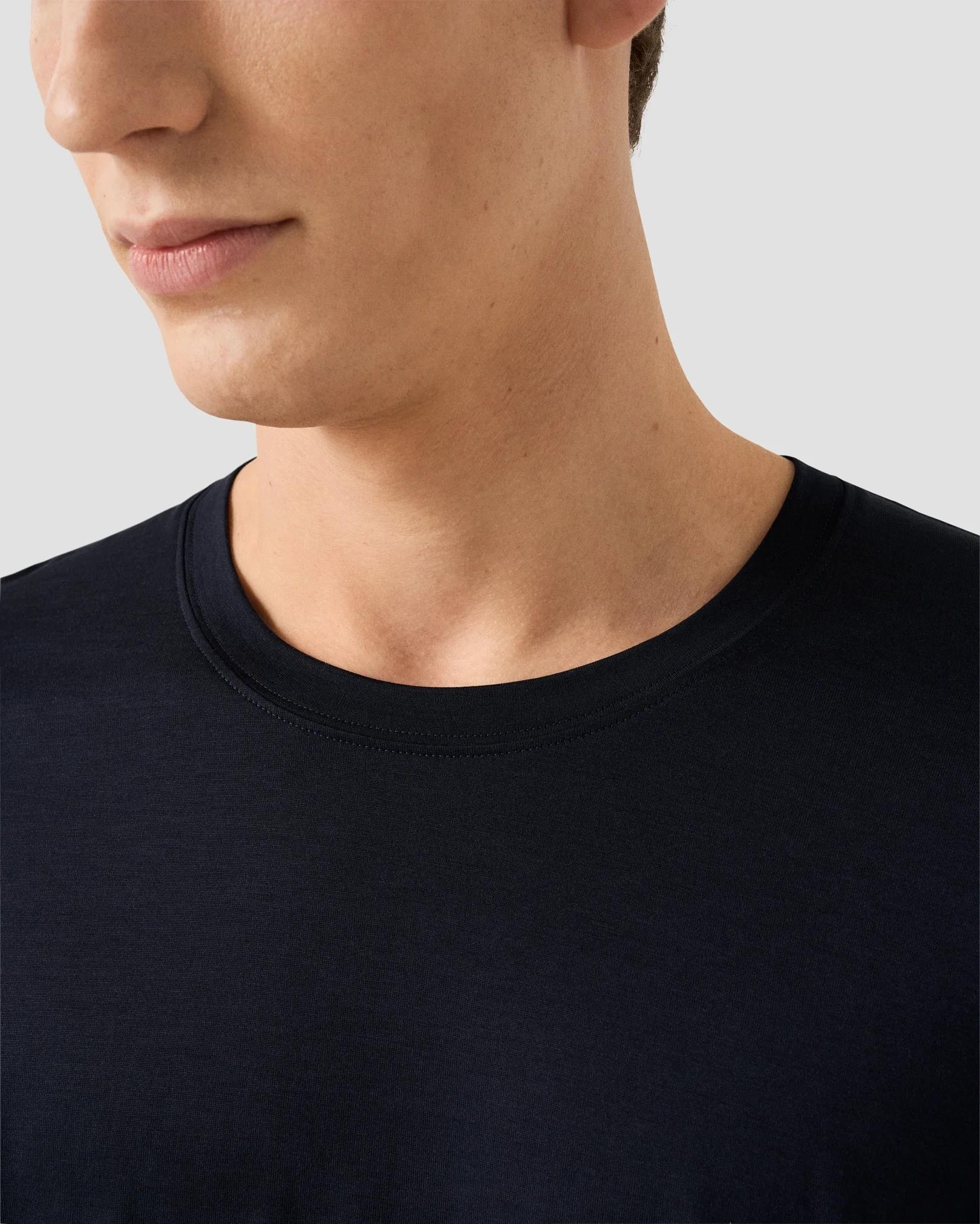 Lacivert Pamuk İpek T-Shirt - Image 4