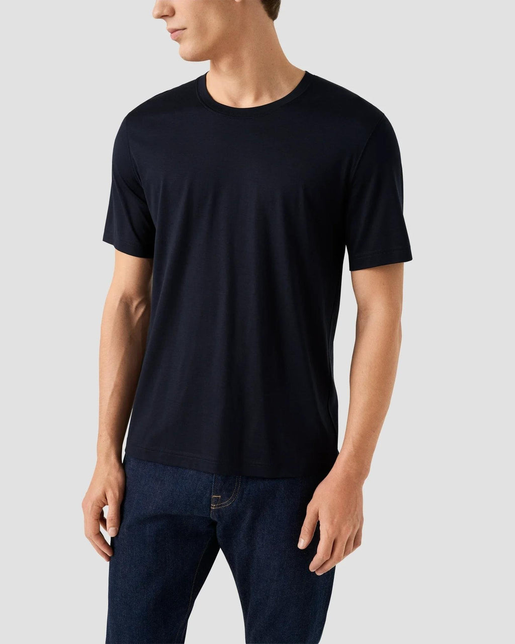 Lacivert Pamuk İpek T-Shirt - Image 1