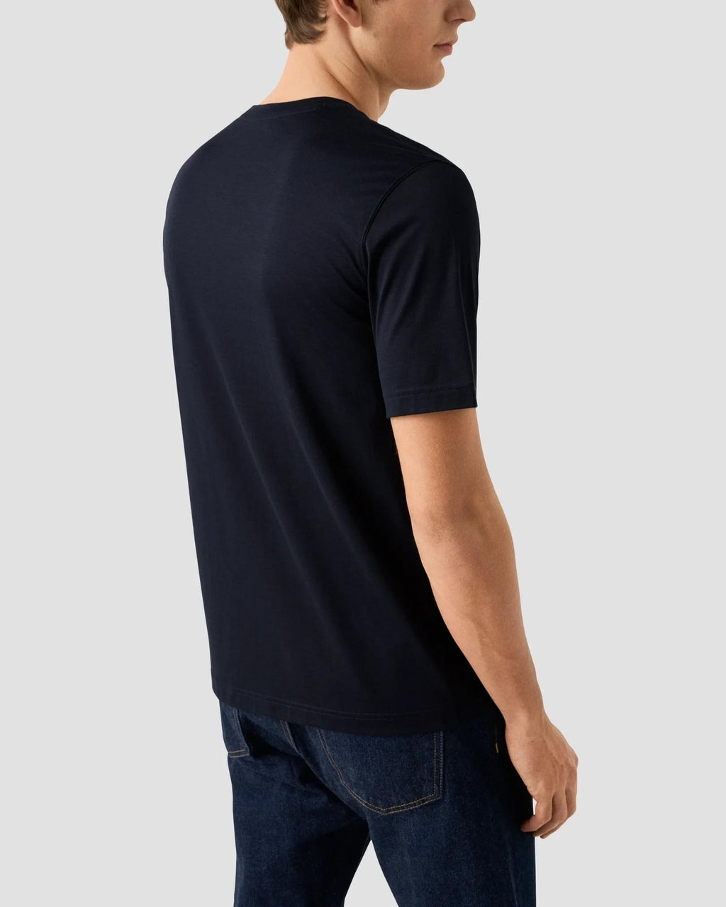 Lacivert Pamuk İpek T-Shirt - 3