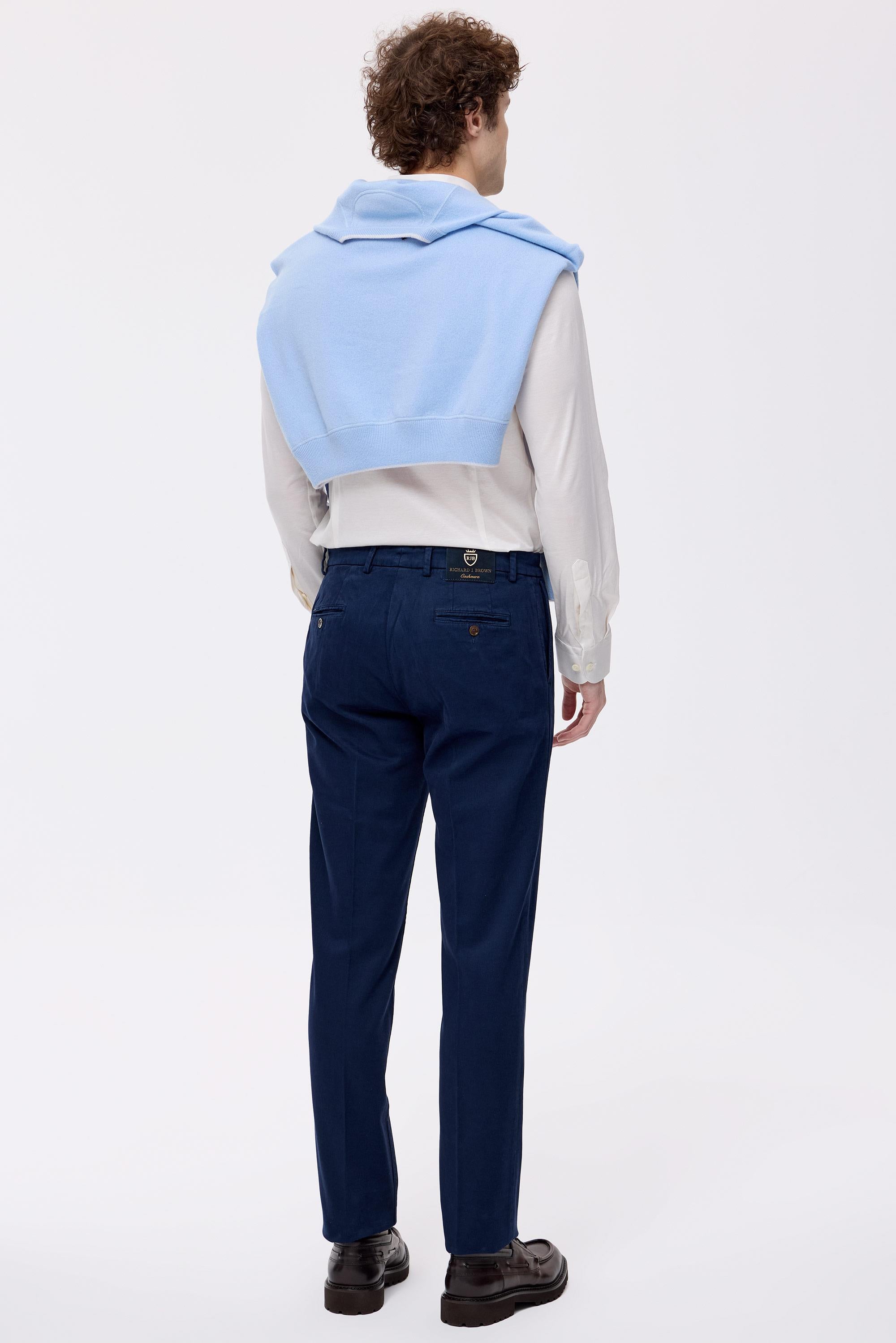 Lacivert Pamuk Kaşmir Chino Pantolon - 5