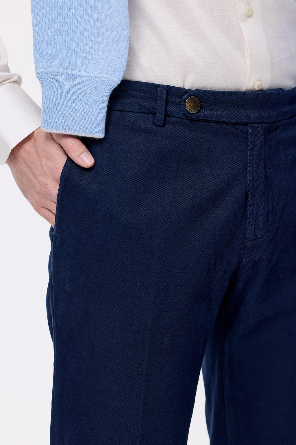 Lacivert Pamuk Kaşmir Chino Pantolon - 4