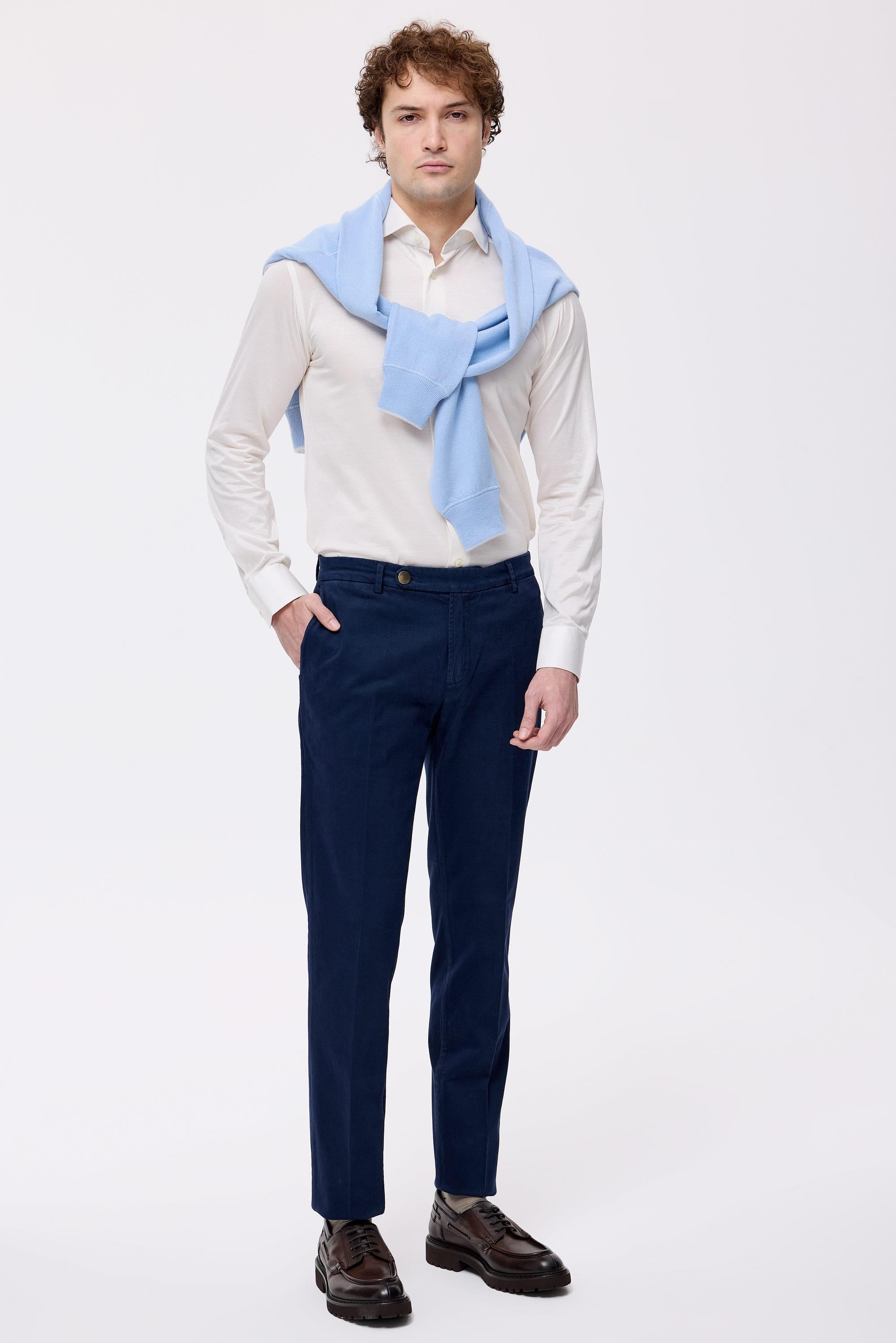 Lacivert Pamuk Kaşmir Chino Pantolon - 1