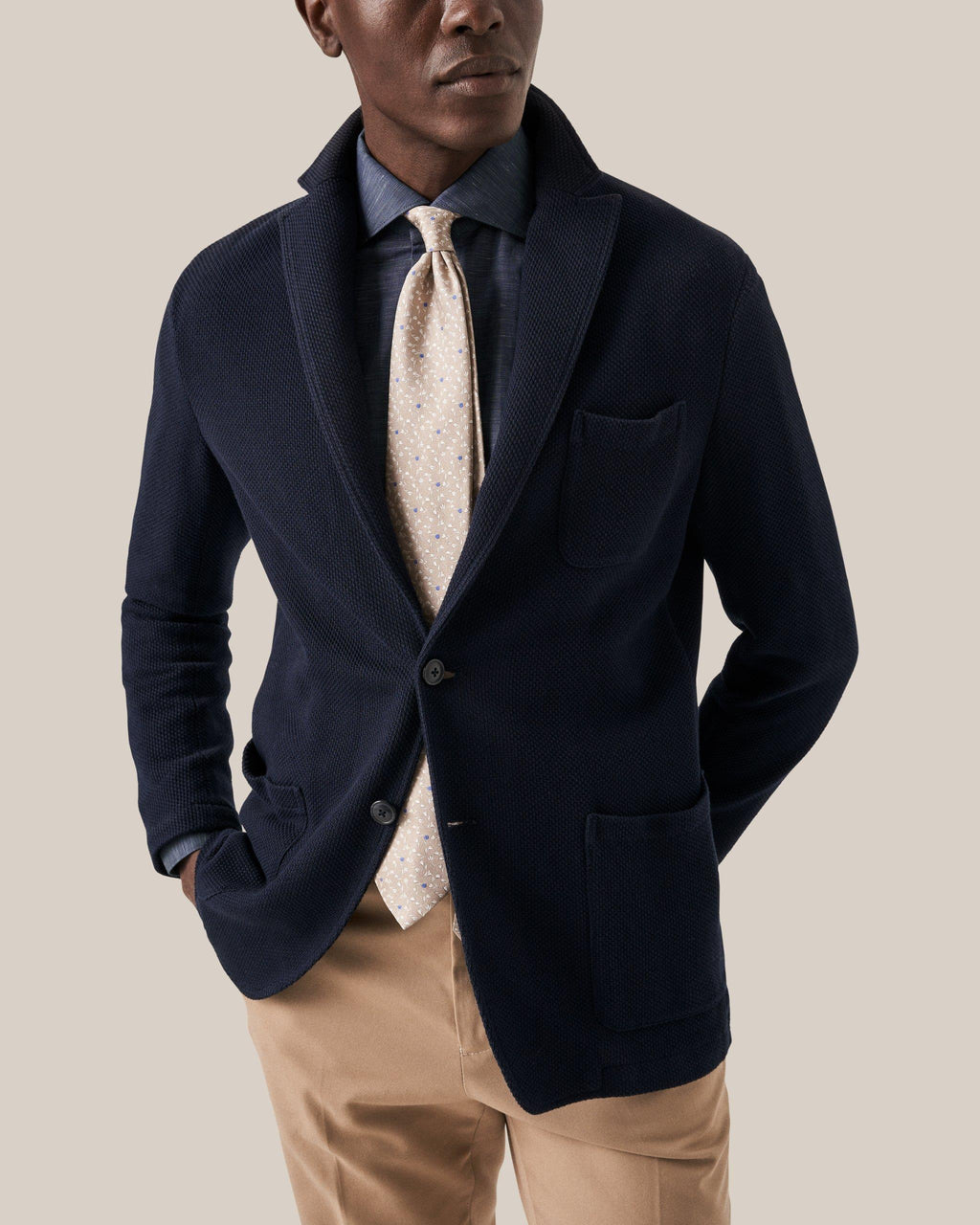 Lacivert Pamuk Keten Gömlek - Image 5