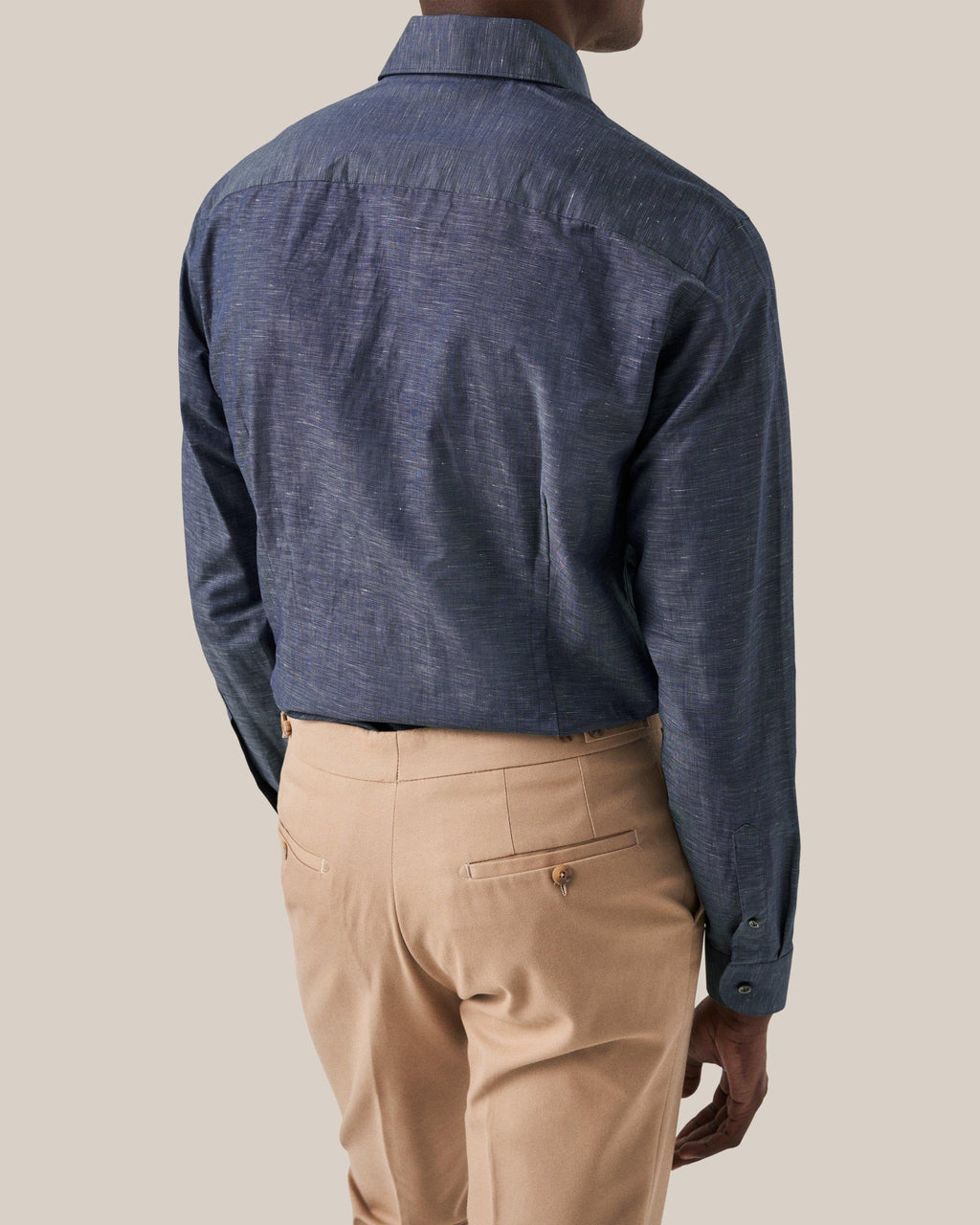 Lacivert Pamuk Keten Gömlek - Image 2