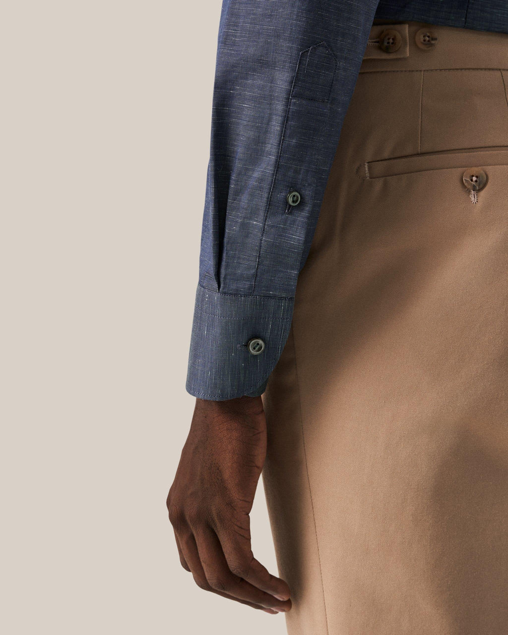 Lacivert Pamuk Keten Gömlek - Image 4