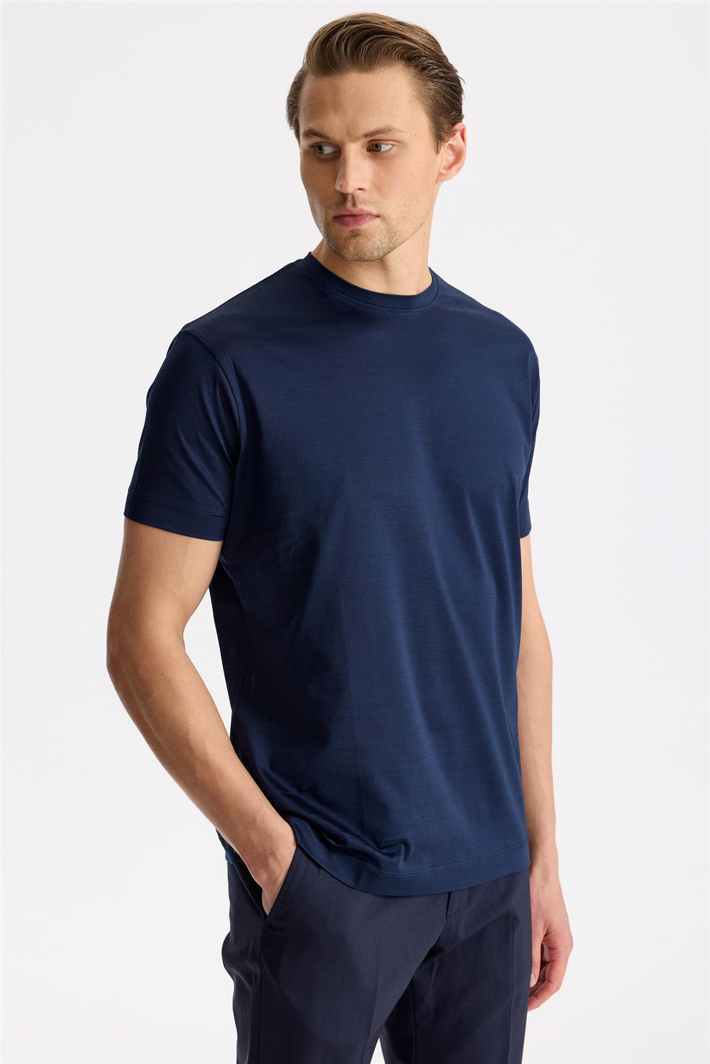 Lacivert Pamuk T-Shirt - 5