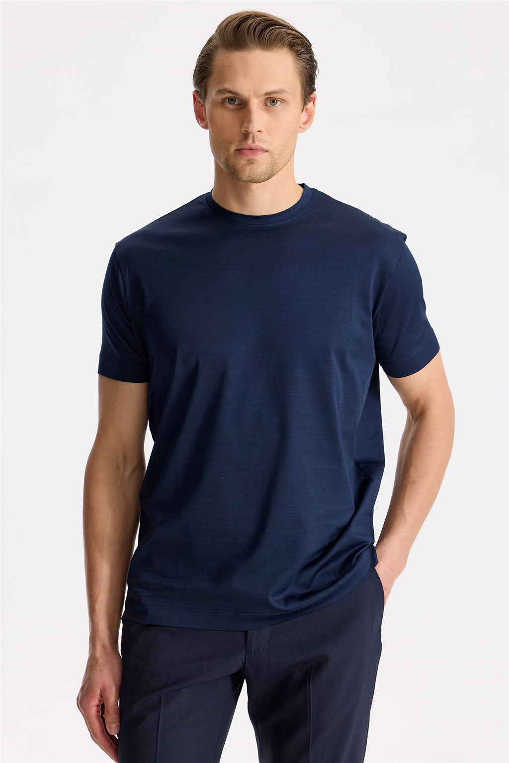 Lacivert Pamuk T-Shirt - 3