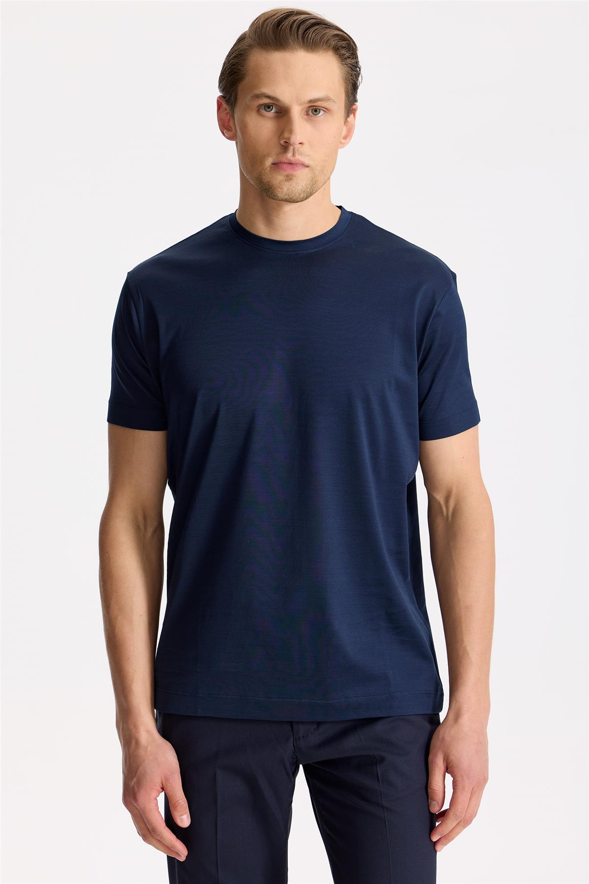 Lacivert Pamuk T-Shirt