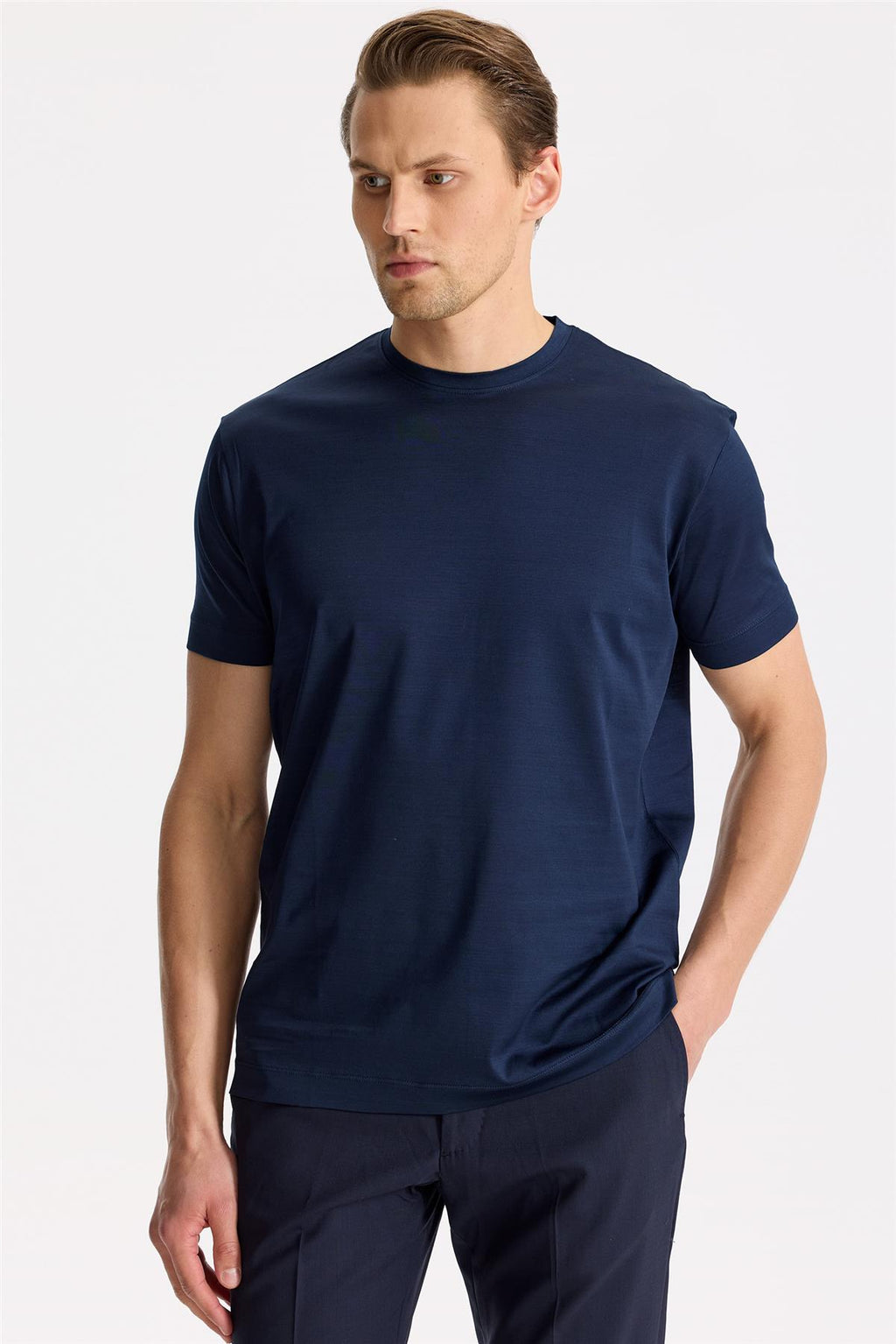 Lacivert Pamuk T-Shirt - 2