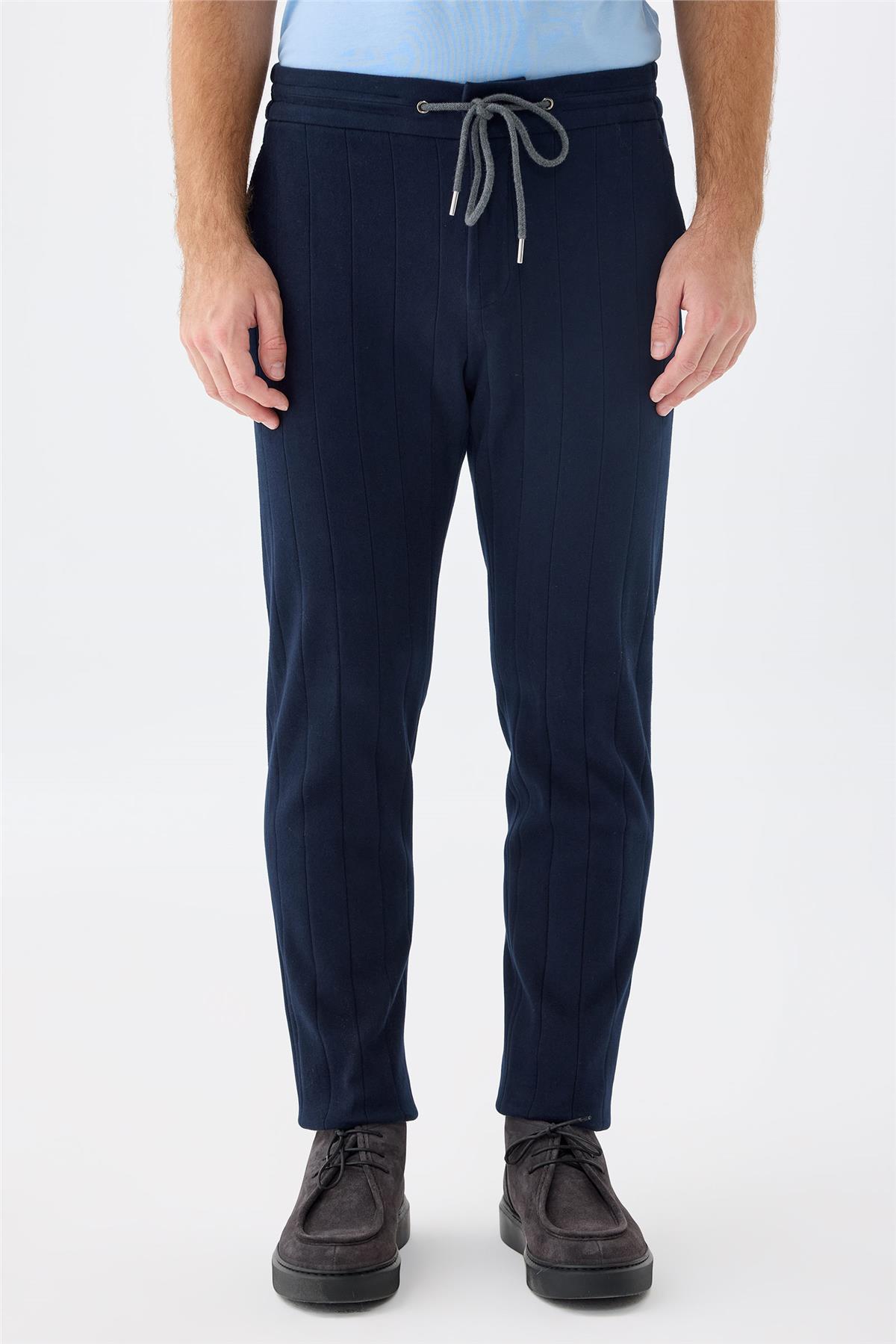 Lacivert Pamuk Teknik Takım Elbise - Image 4