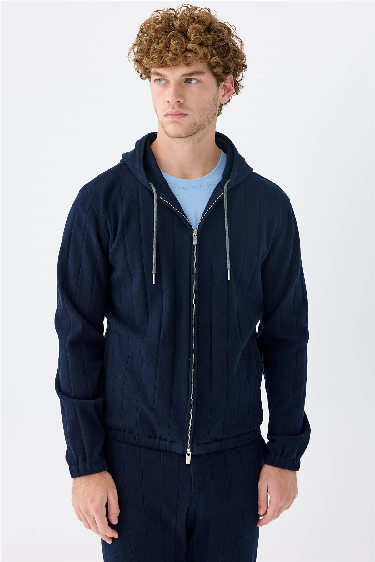 Lacivert Pamuk Teknik Takım Elbise - Image 3