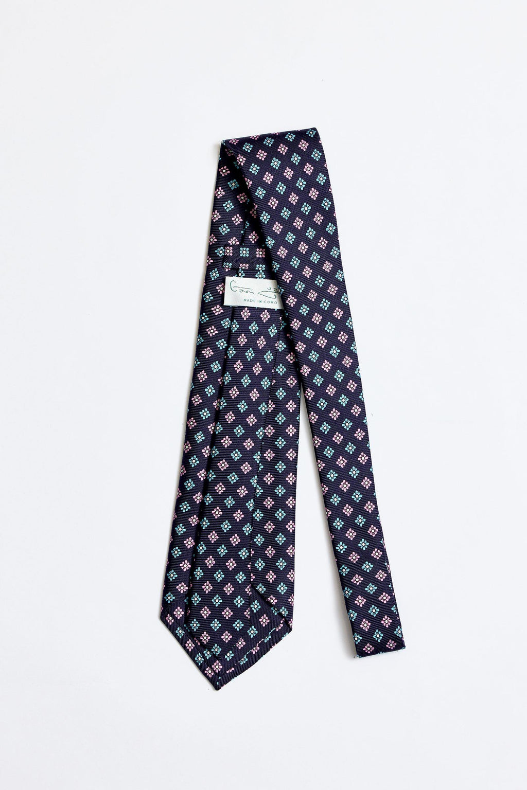 Lacivert Pembe Turkuaz 5 Fold İpek Kravat