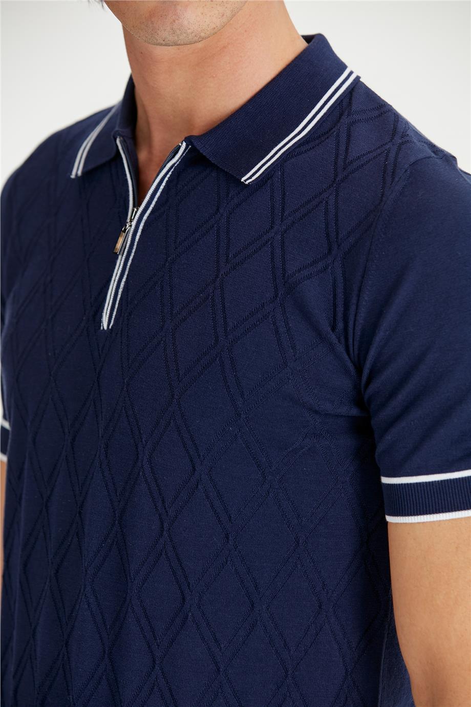 Lacivert Polo Yaka Erkek Pamuk Triko - Image 5