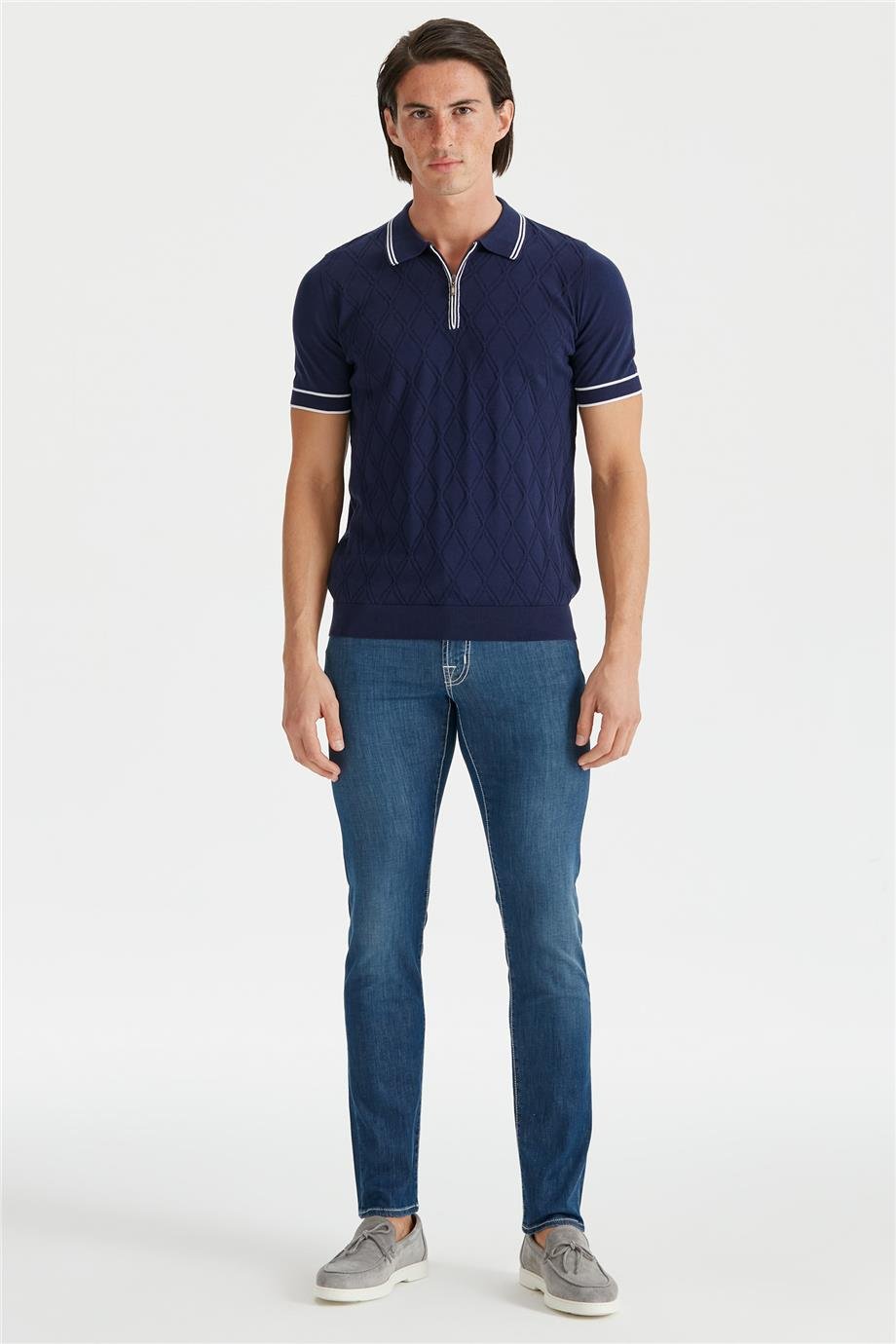 Lacivert Polo Yaka Erkek Pamuk Triko - Image 2