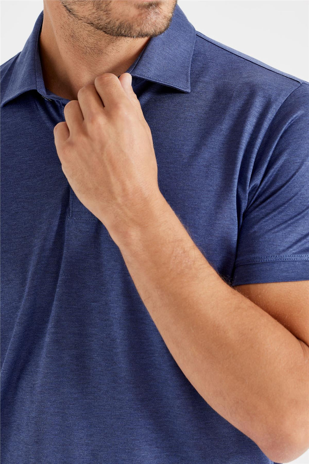 Lacivert Polo Yaka İpek T-Shirt - 5