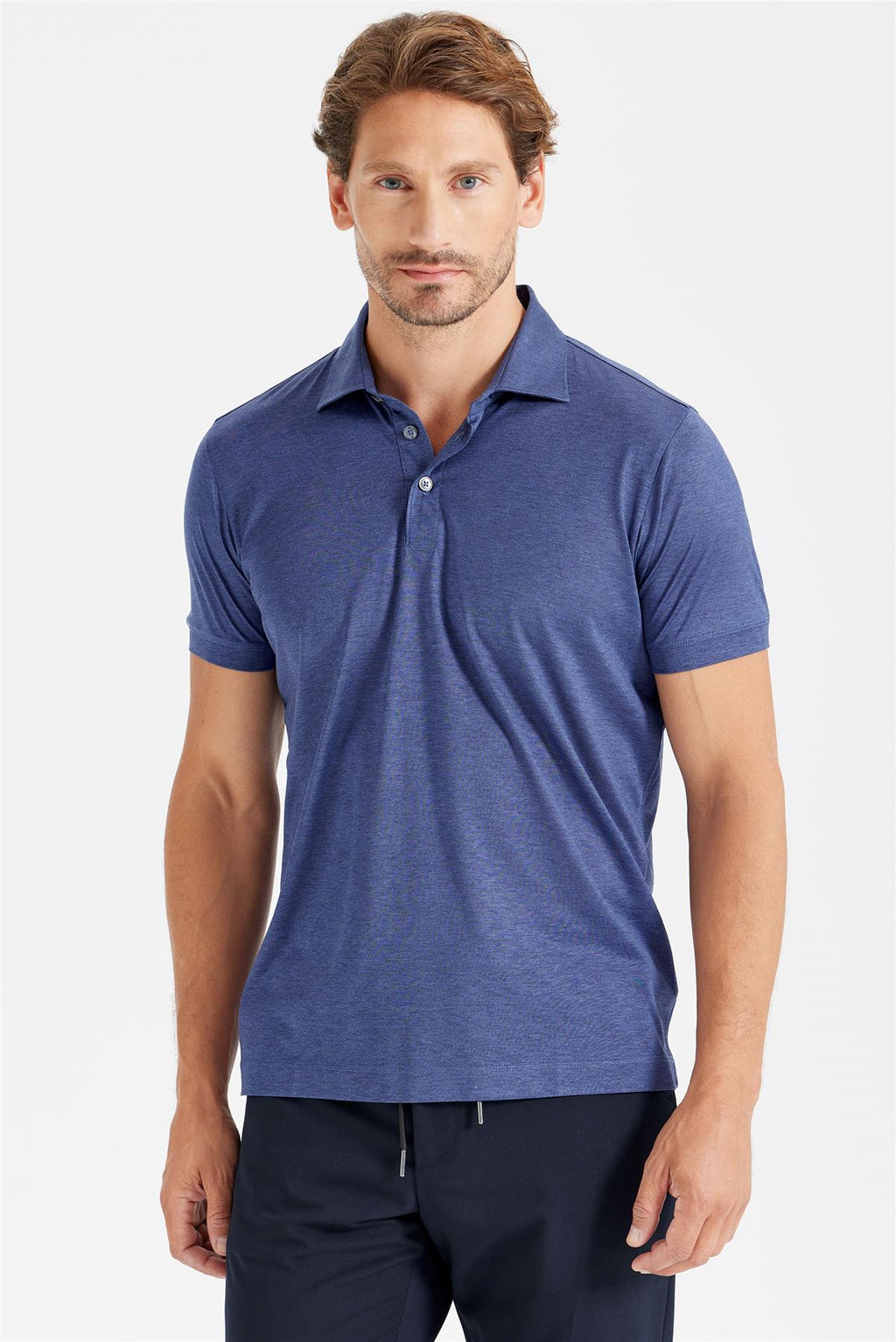 Lacivert Polo Yaka İpek T-Shirt - 2