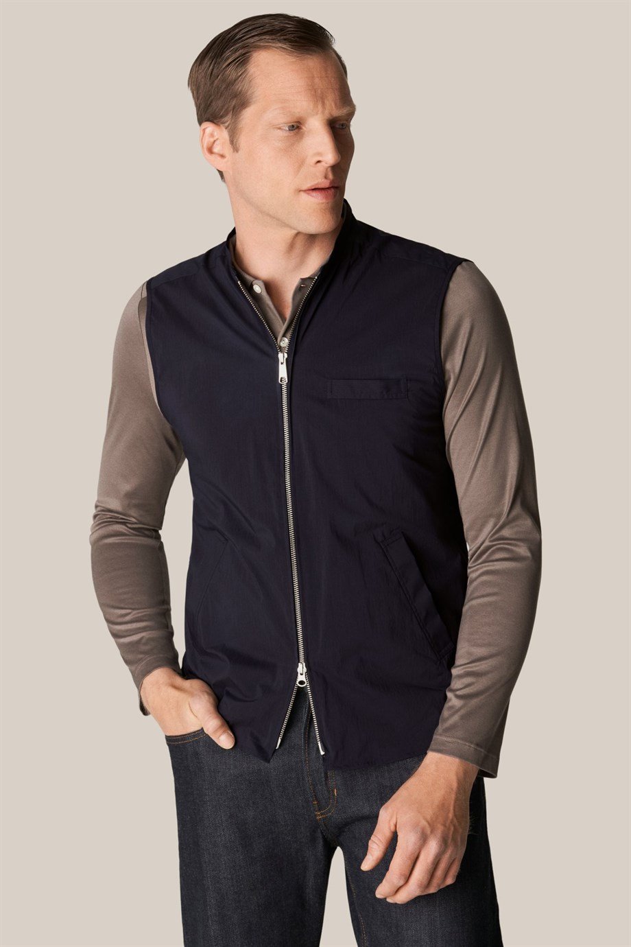 Lacivert Rüzgar Kesici Yelek - Image 1