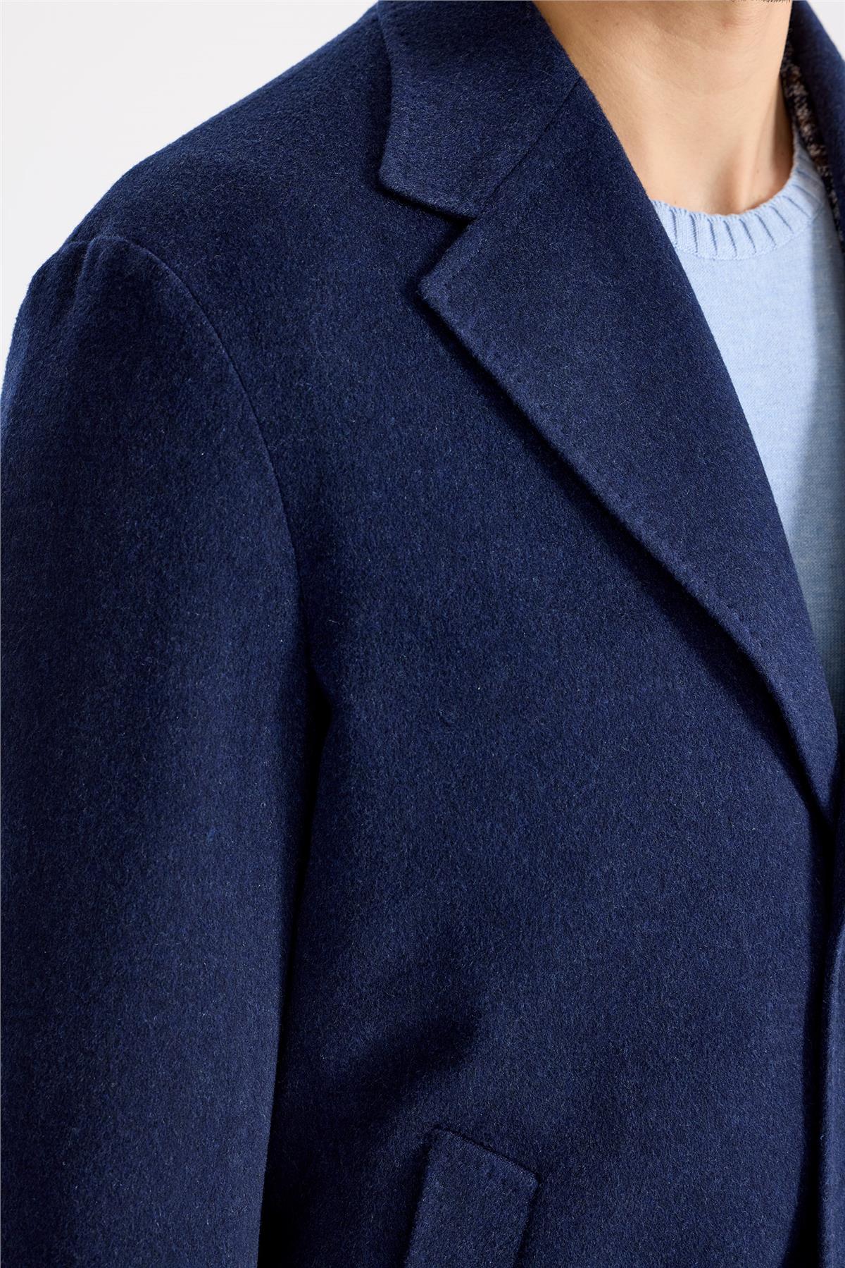 Lacivert Saf Kaşmir Palto - Image 4