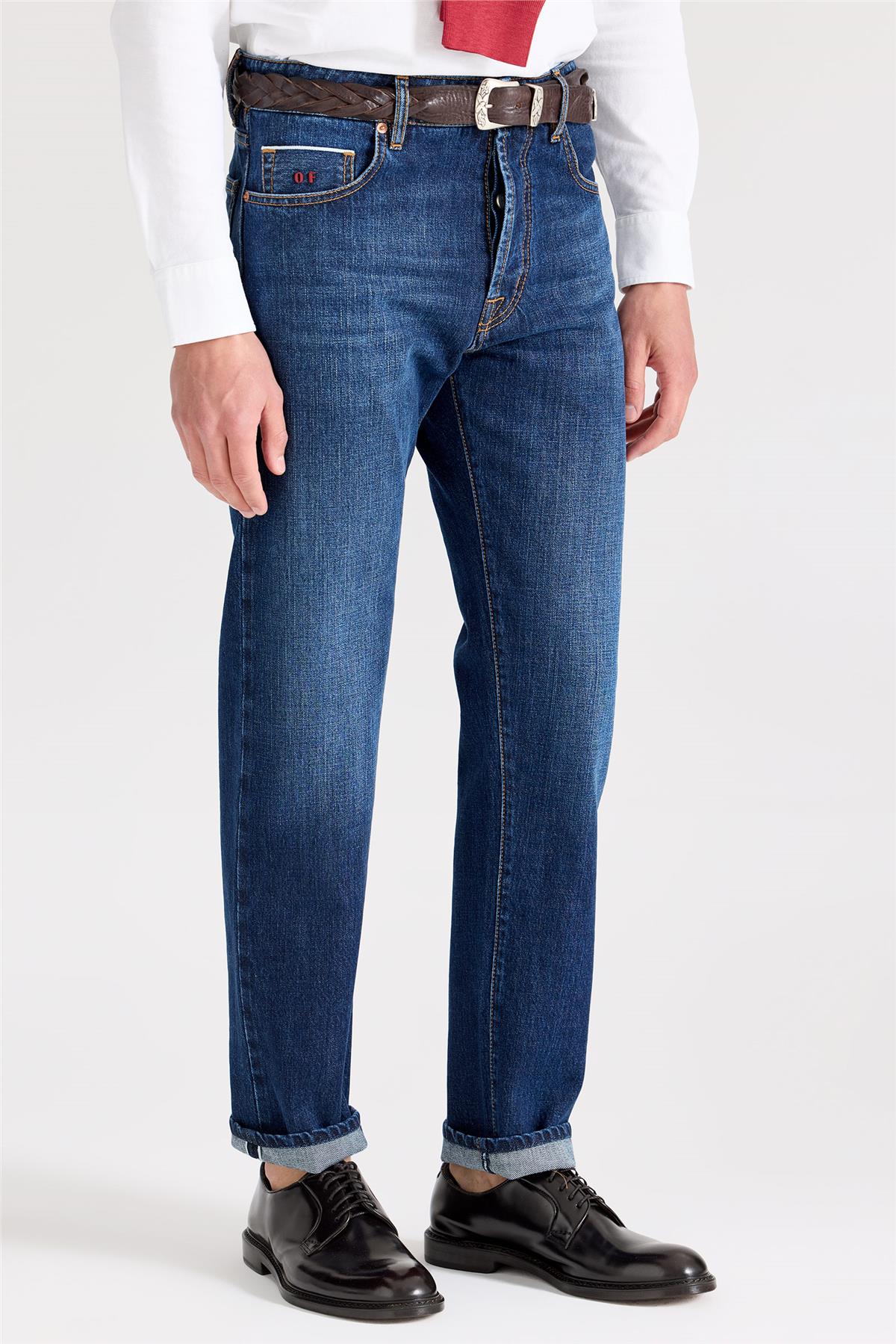 Lacivert Selvedge Pamuk Denim Pantolon - 1