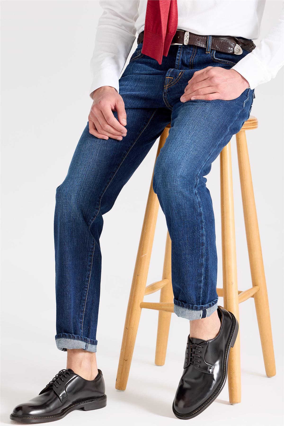 Lacivert Selvedge Pamuk Denim Pantolon - 6