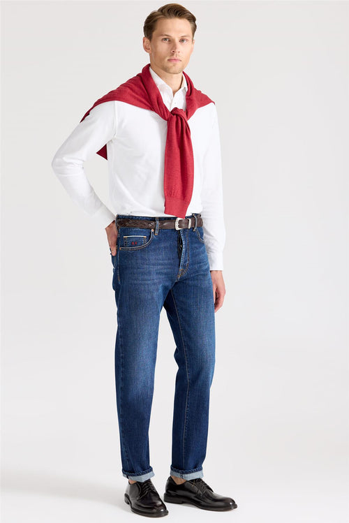 Lacivert Selvedge Pamuk Denim Pantolon - Image 2