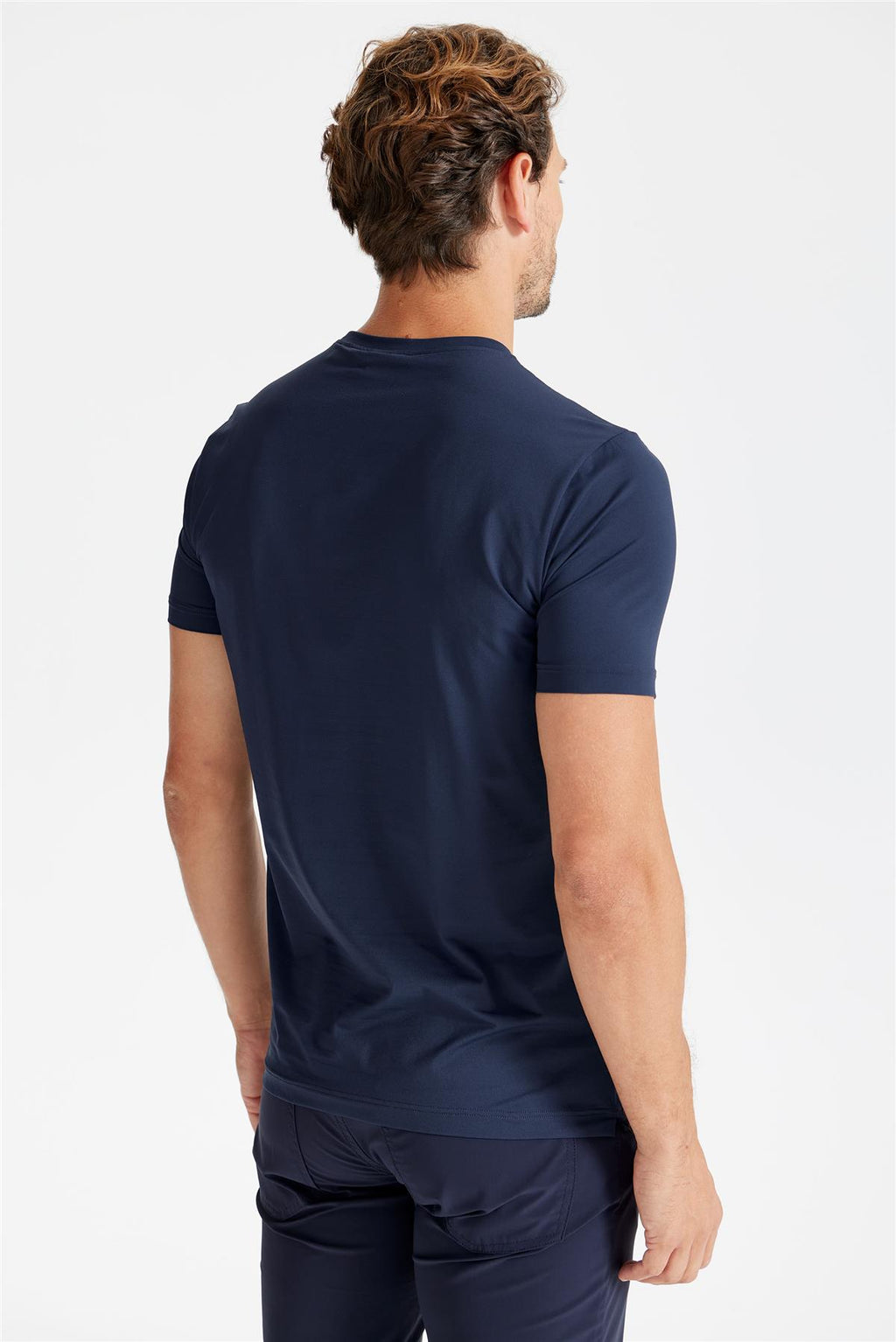 Lacivert Sıfır Yaka Teknik Kumaş T-Shirt - 17