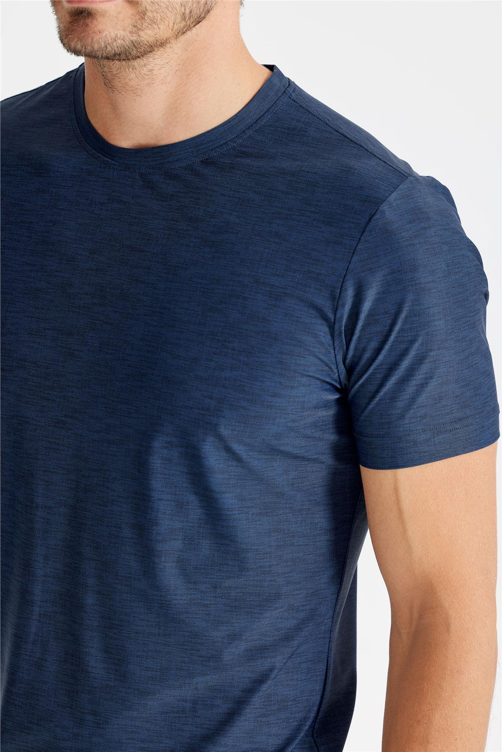 Lacivert Sıfır Yaka Teknik Kumaş T-Shirt - 10
