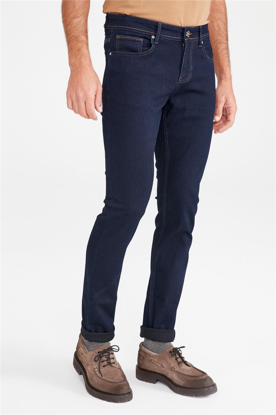 Lacivert Soft Denim Pantolon - Image 5