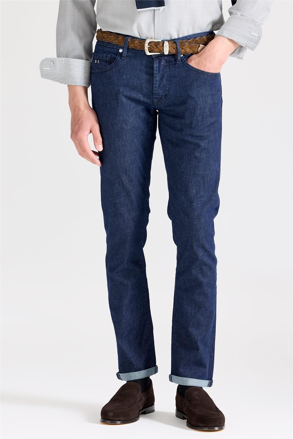 Lacivert Soft Pamuk Denim Pantolon - 1