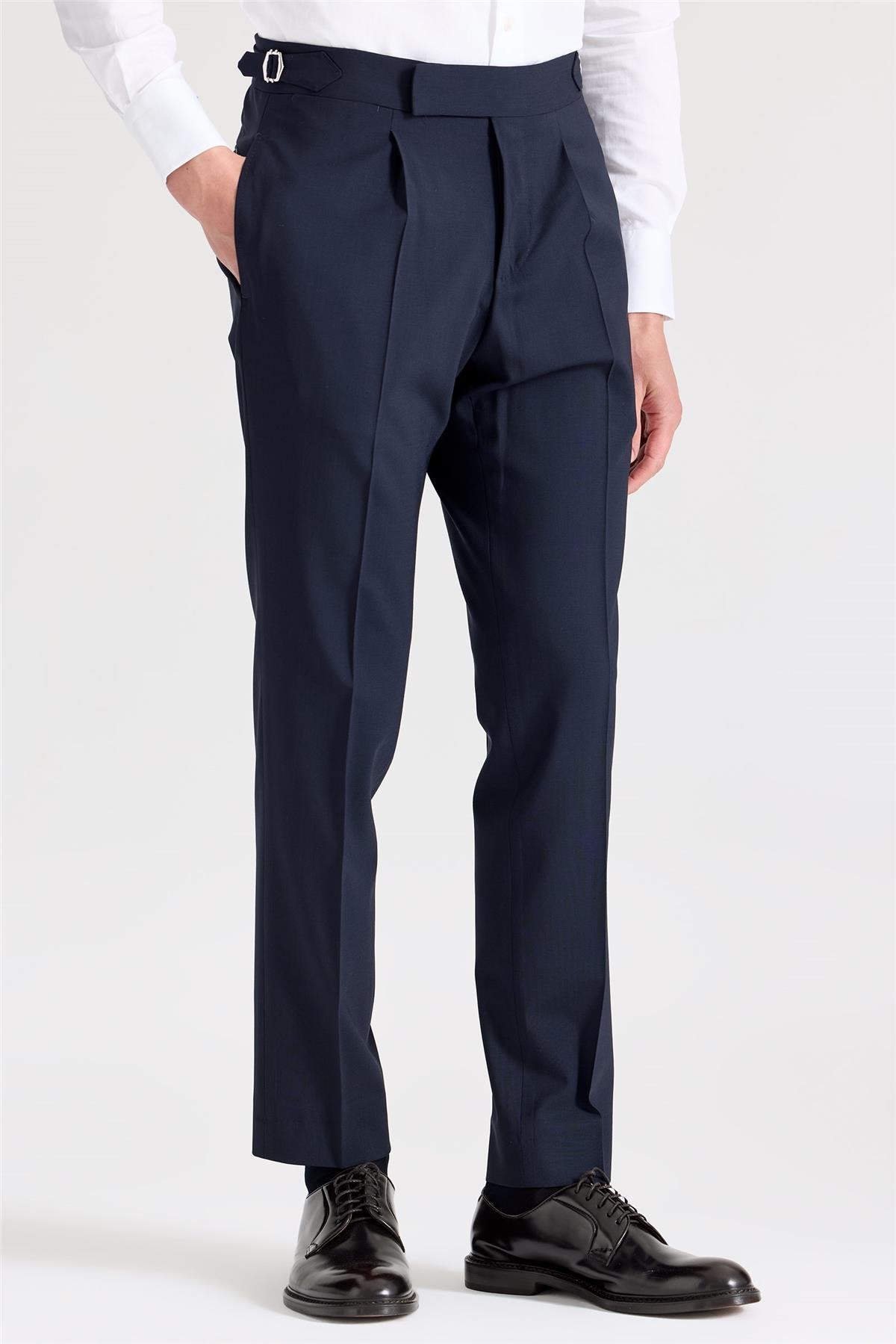 Lacivert Tokalı Yün Pantolon - Image 5