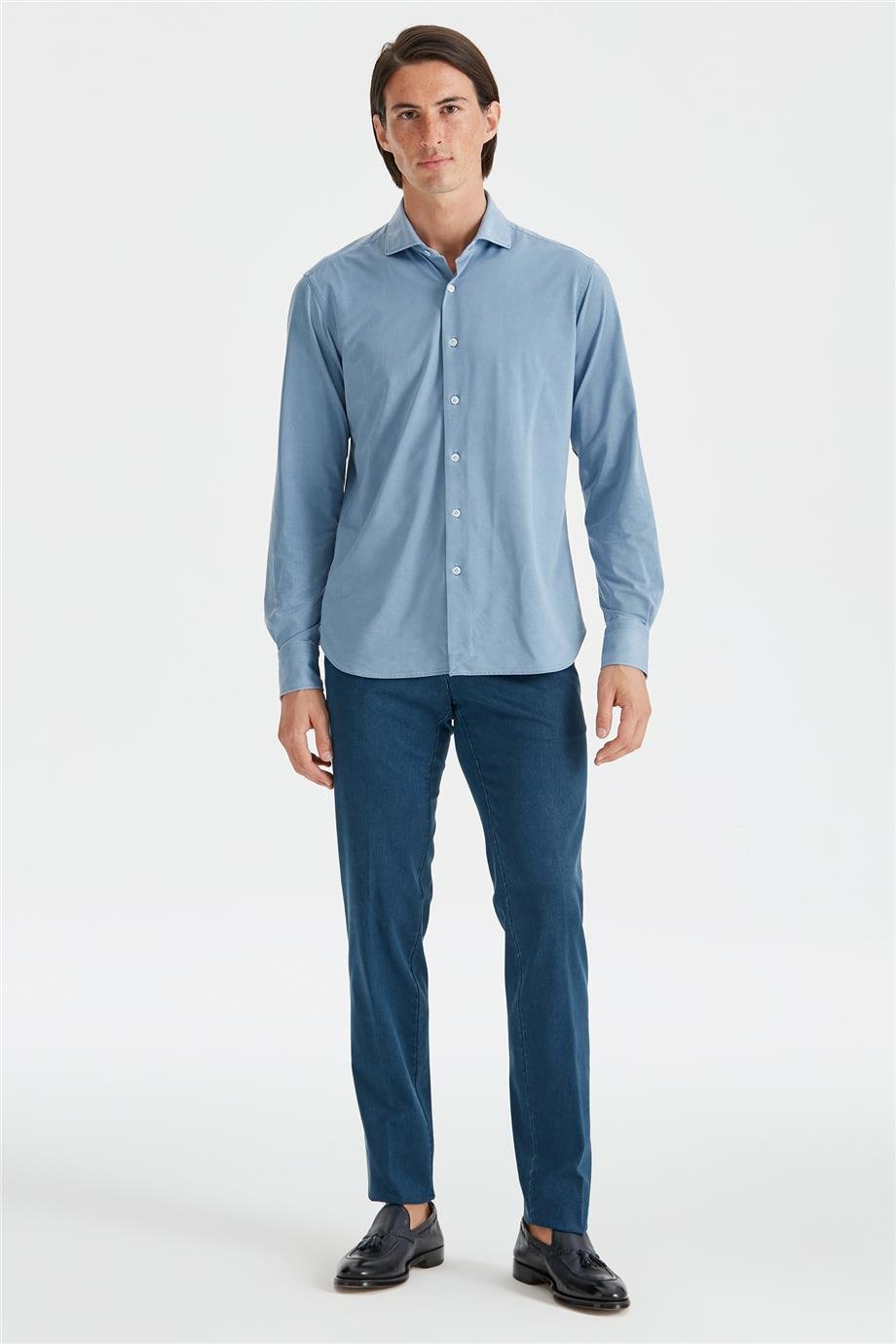 Lacivert Vintage Tensel Erkek Pantolon - Image 1