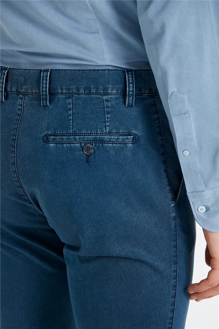 Lacivert Vintage Tensel Erkek Pantolon - Image 5