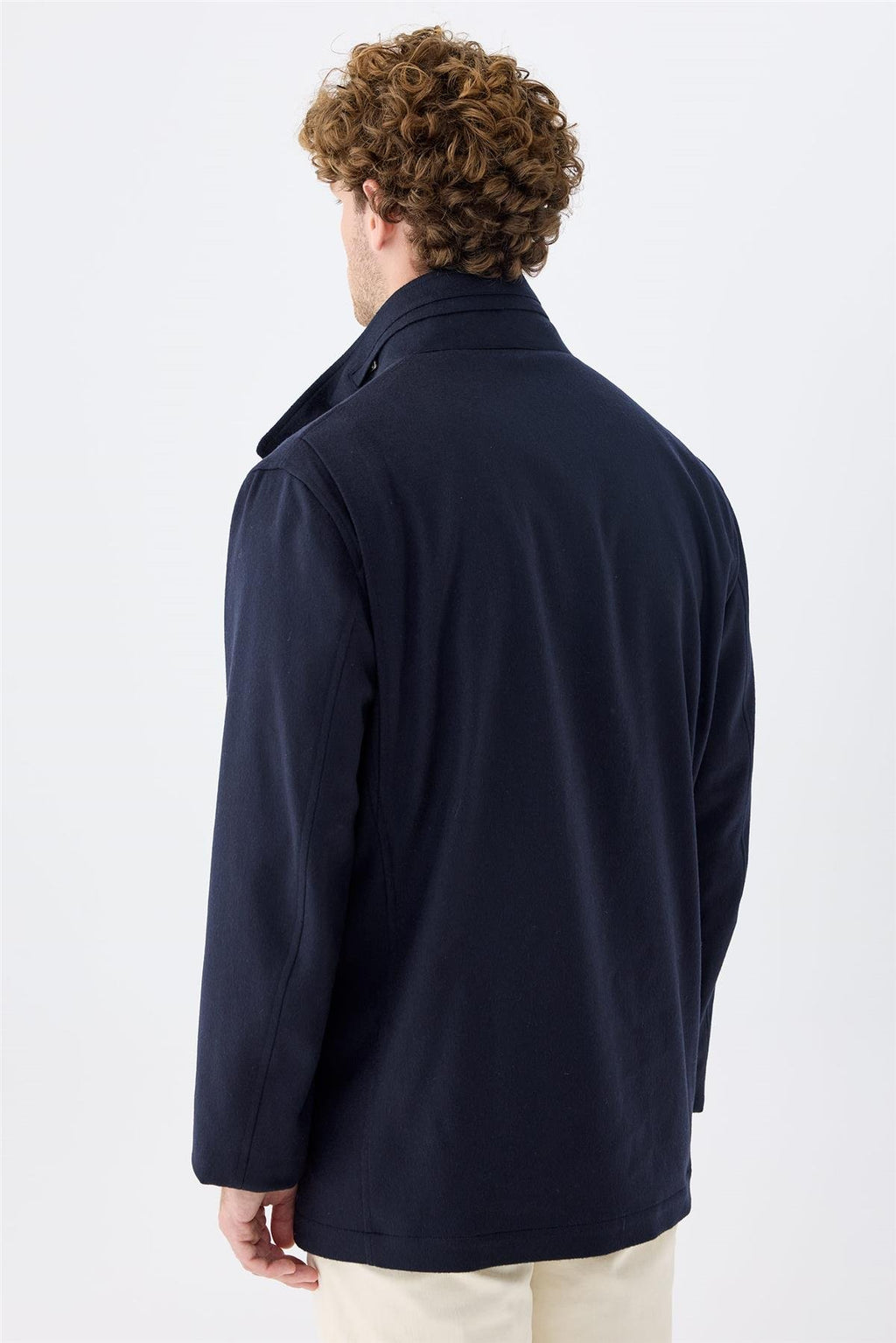 Lacivert Yeşil Çift Taraflı Kaşmir Mont - Image 3