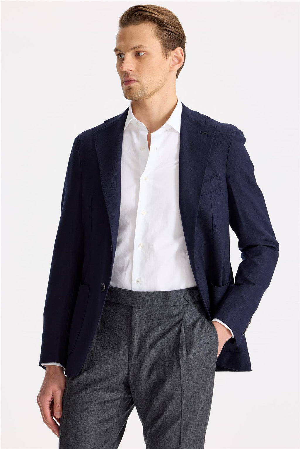 Lacivert Yün Blazer - 4