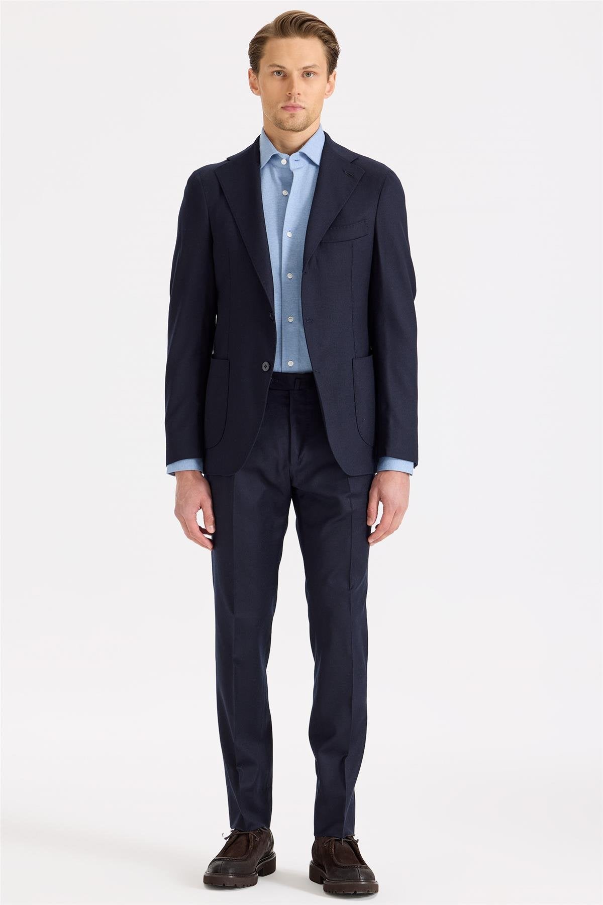 Lacivert Yün Flanel Takım Elbise - Image 1