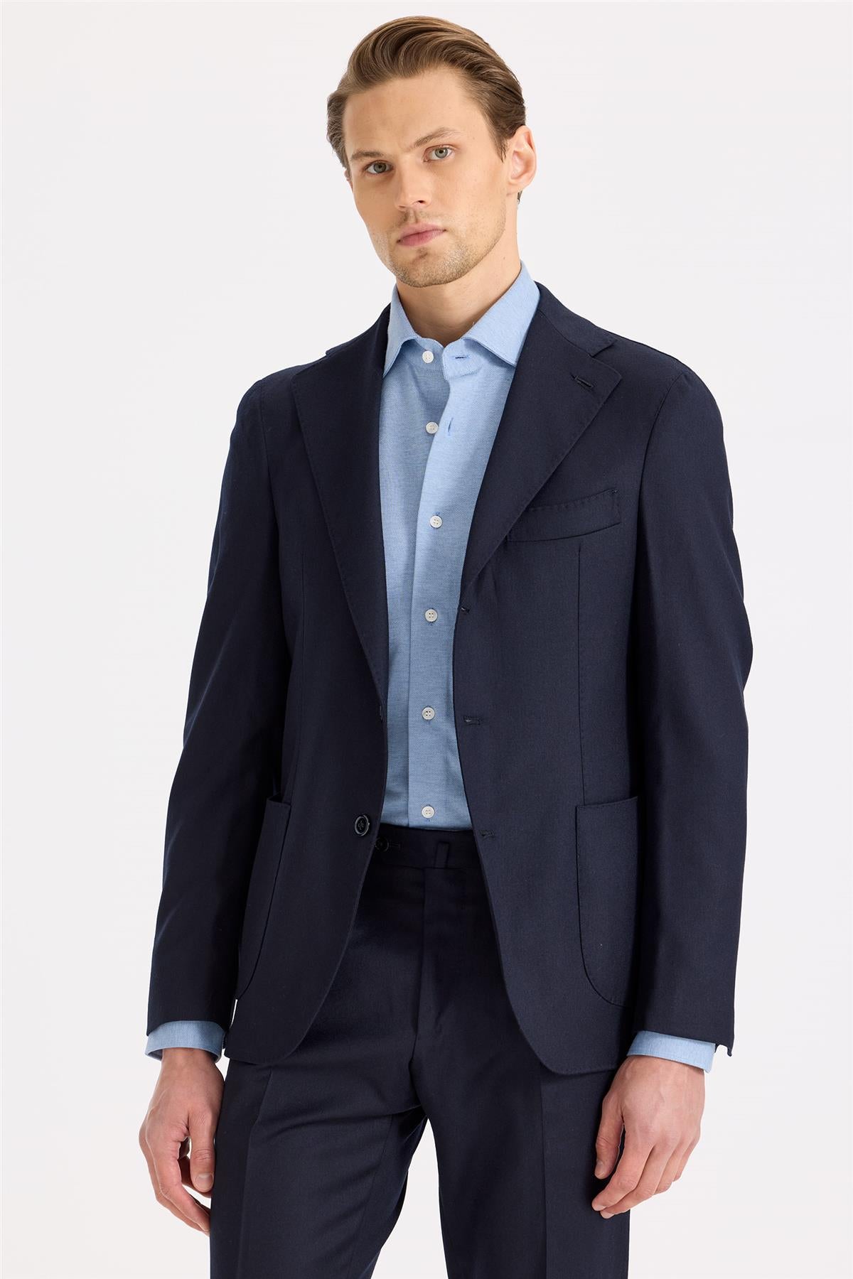 Lacivert Yün Flanel Takım Elbise - Image 3