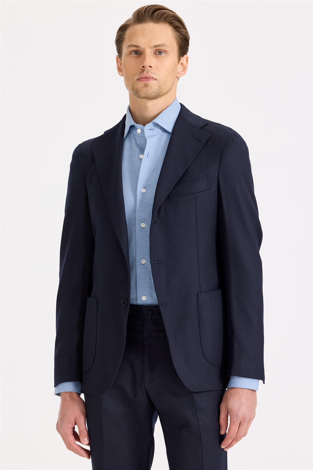 Lacivert Yün Flanel Takım Elbise - Image 4