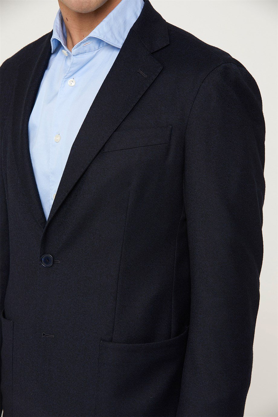 Lacivert Yün Flannel Erkek Takım Elbise - Image 5