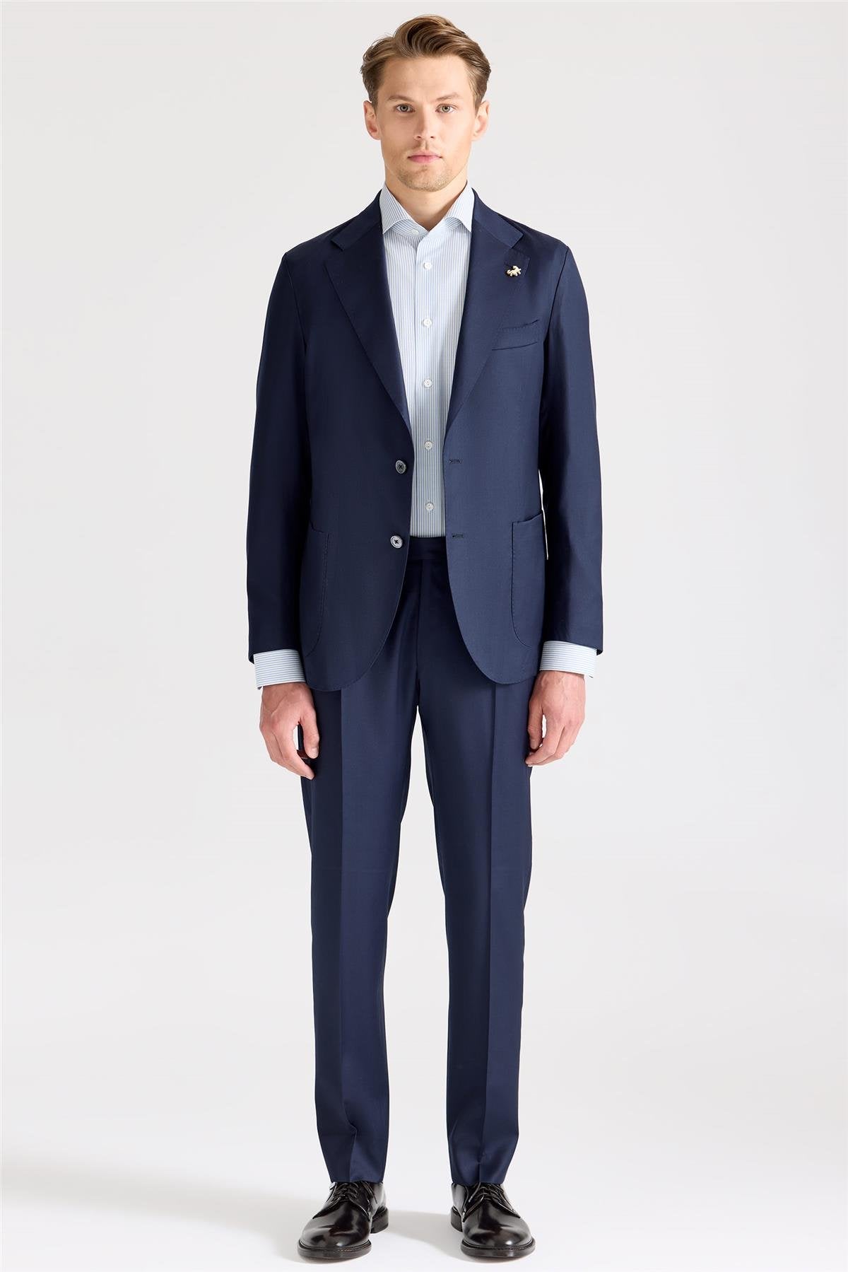 Lacivert Yün İpek Takım Elbise - Image 1