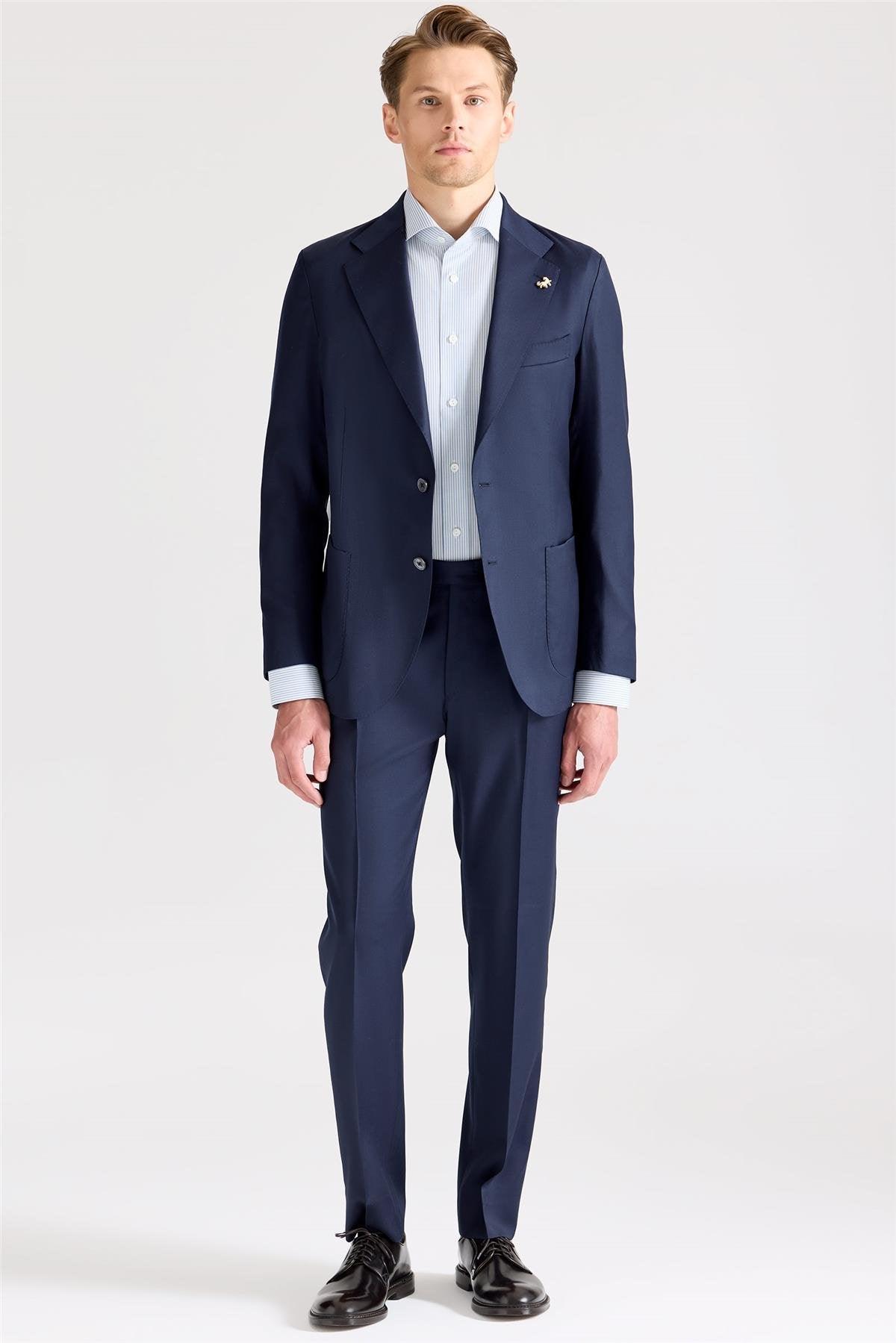 Lacivert Yün İpek Takım Elbise - Image 3