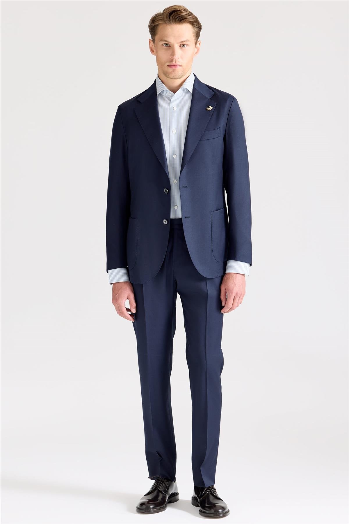 Lacivert Yün İpek Takım Elbise - Image 2