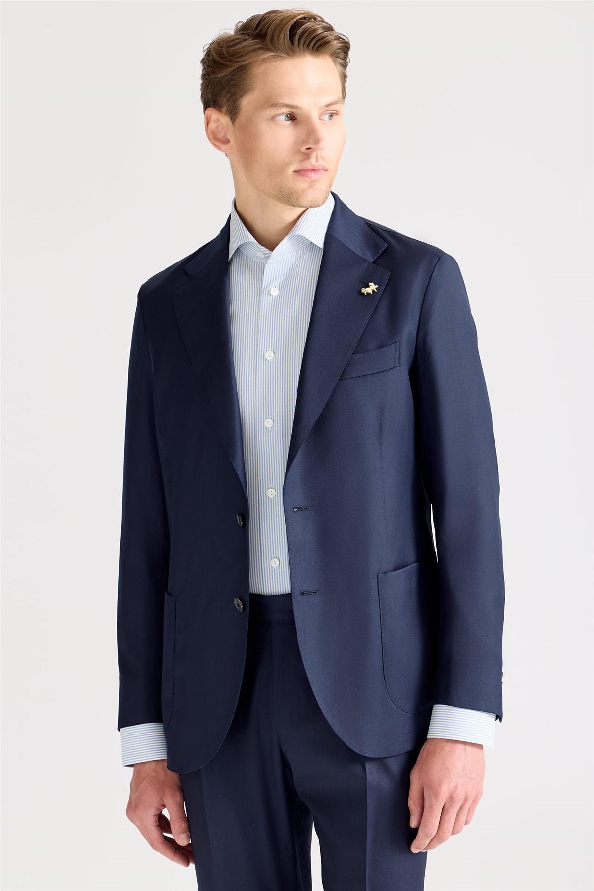 Lacivert Yün İpek Takım Elbise - Image 4