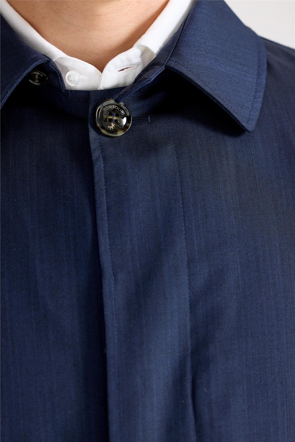 Lacivert Yün İpek Yağmurluk - Image 4