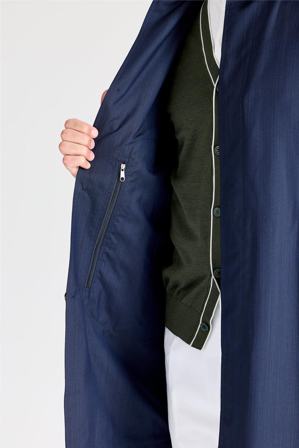 Lacivert Yün İpek Yağmurluk - Image 5