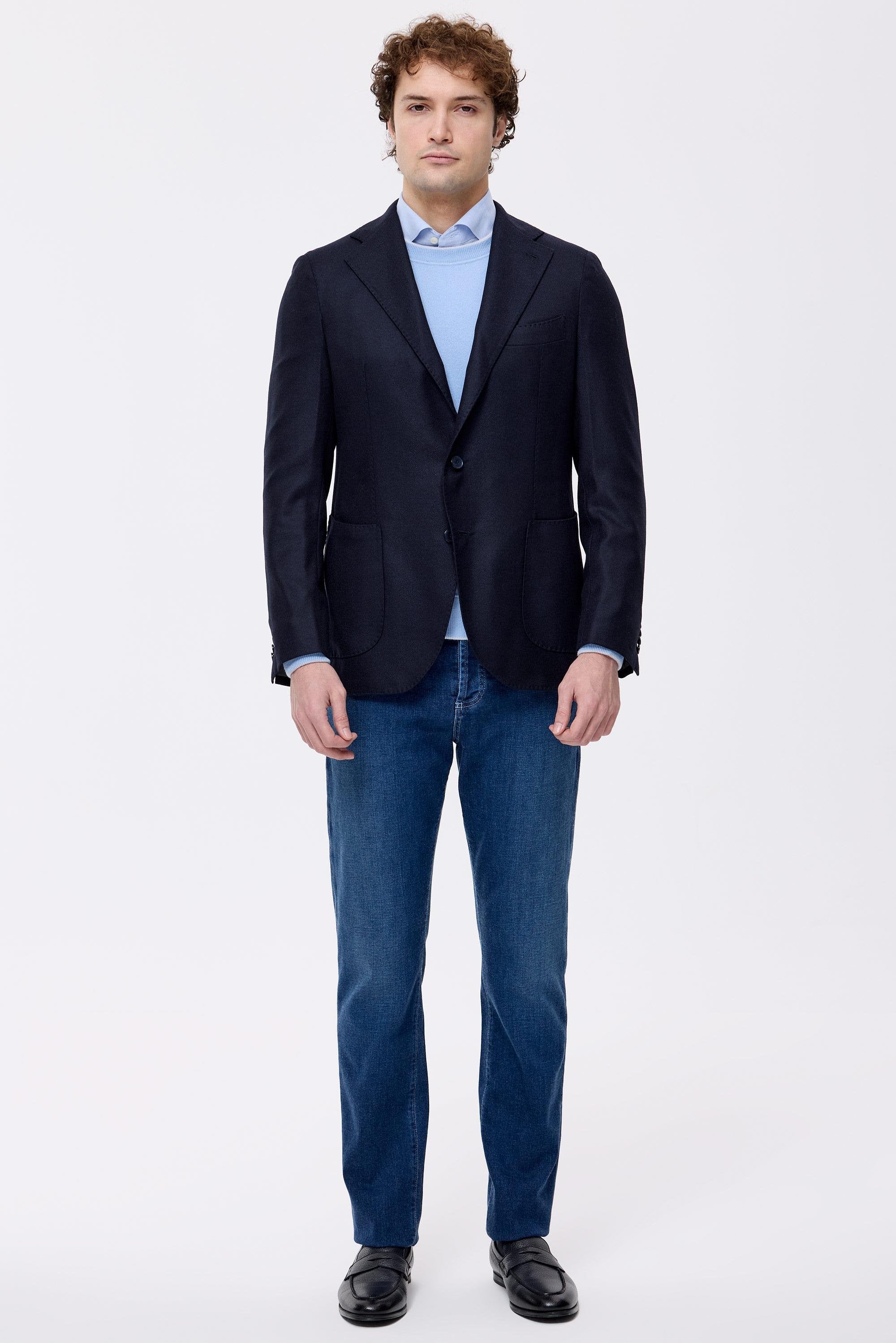 Lacivert Yün Kaşmir Ceket - Image 1