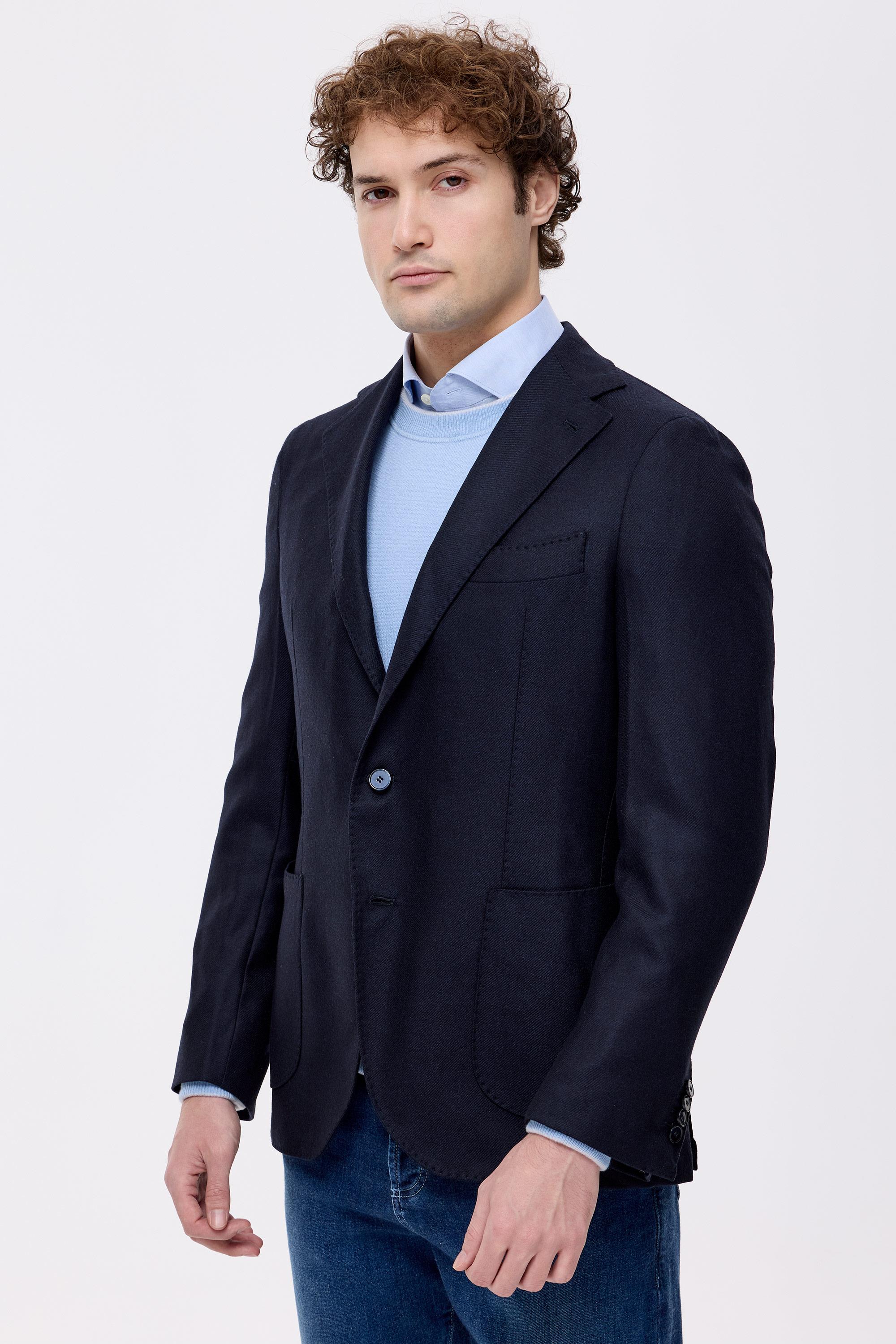 Lacivert Yün Kaşmir Ceket - Image 5