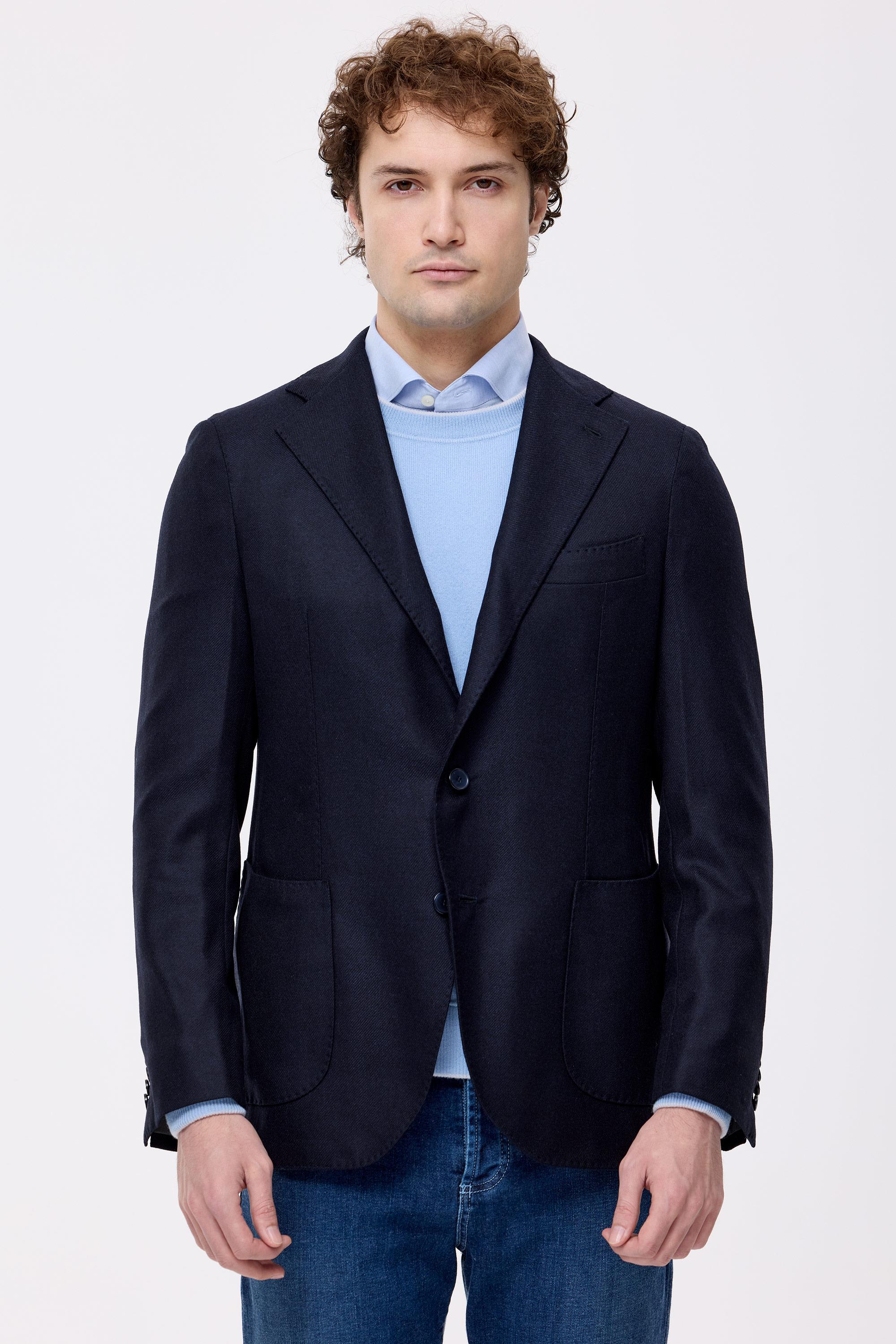 Lacivert Yün Kaşmir Ceket - Image 4