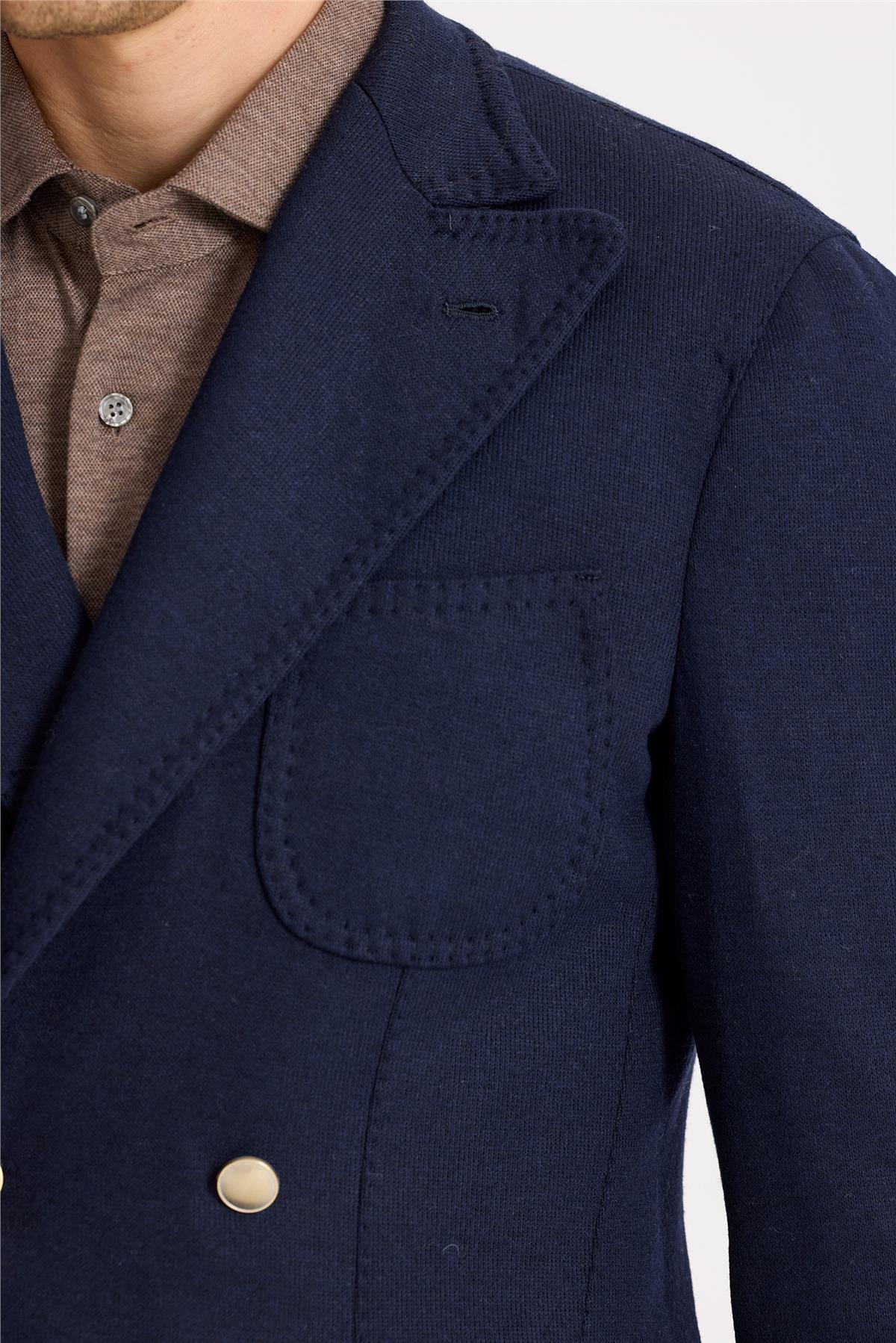 Lacivert Yün Kaşmir Triko Ceket - Image 5