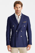 Lacivert Yün Kruvaze Blazer - Image 1